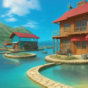 Exquisite tropical resort by the shimmering ocean.