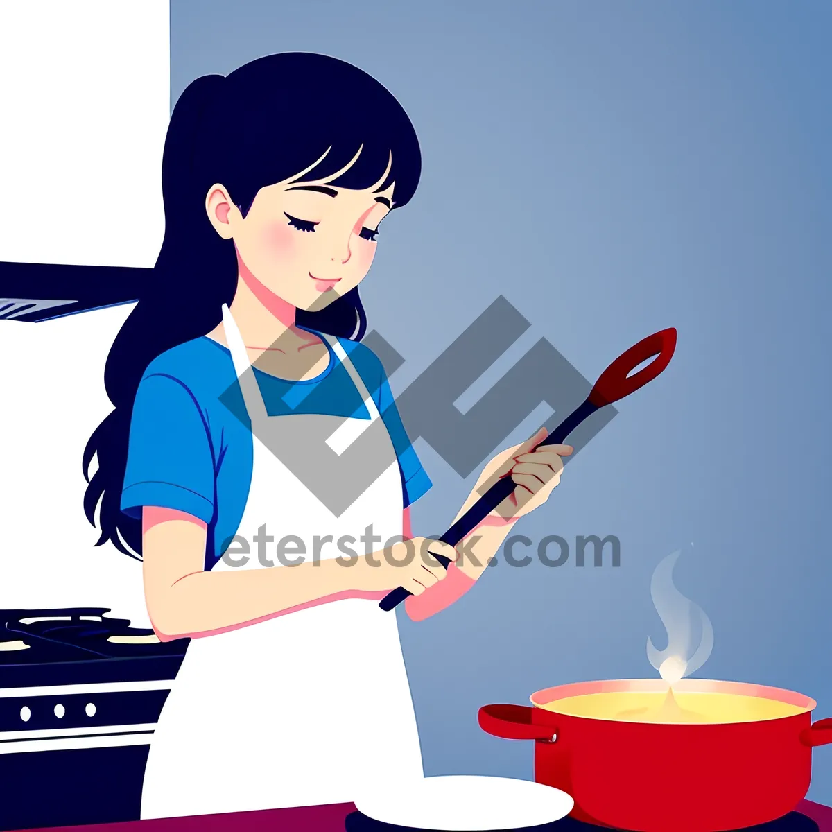 Picture of Cartoon Housewife - Happy Domestic Hero