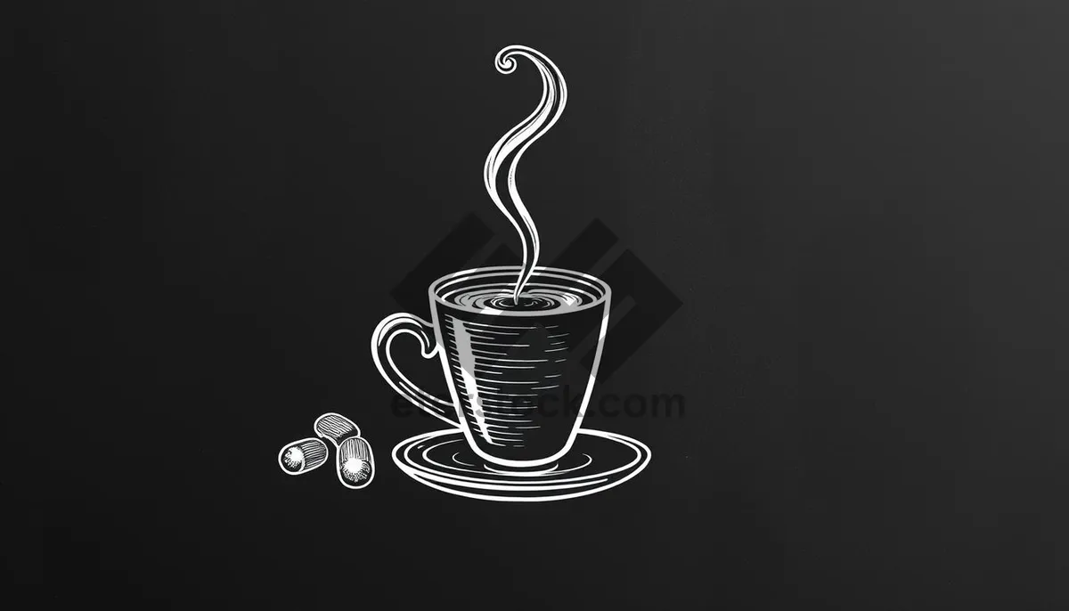 Picture of Black Coffee Cup Graphic Art Design with Steam