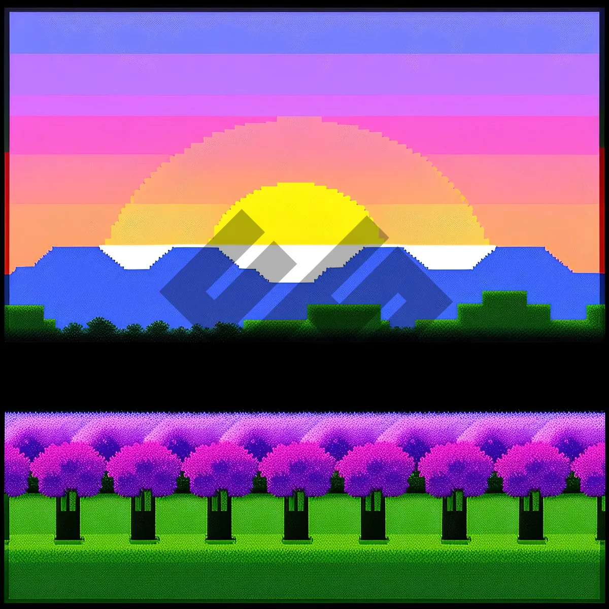 Picture of Vibrant countryside landscape with blooming meadows.