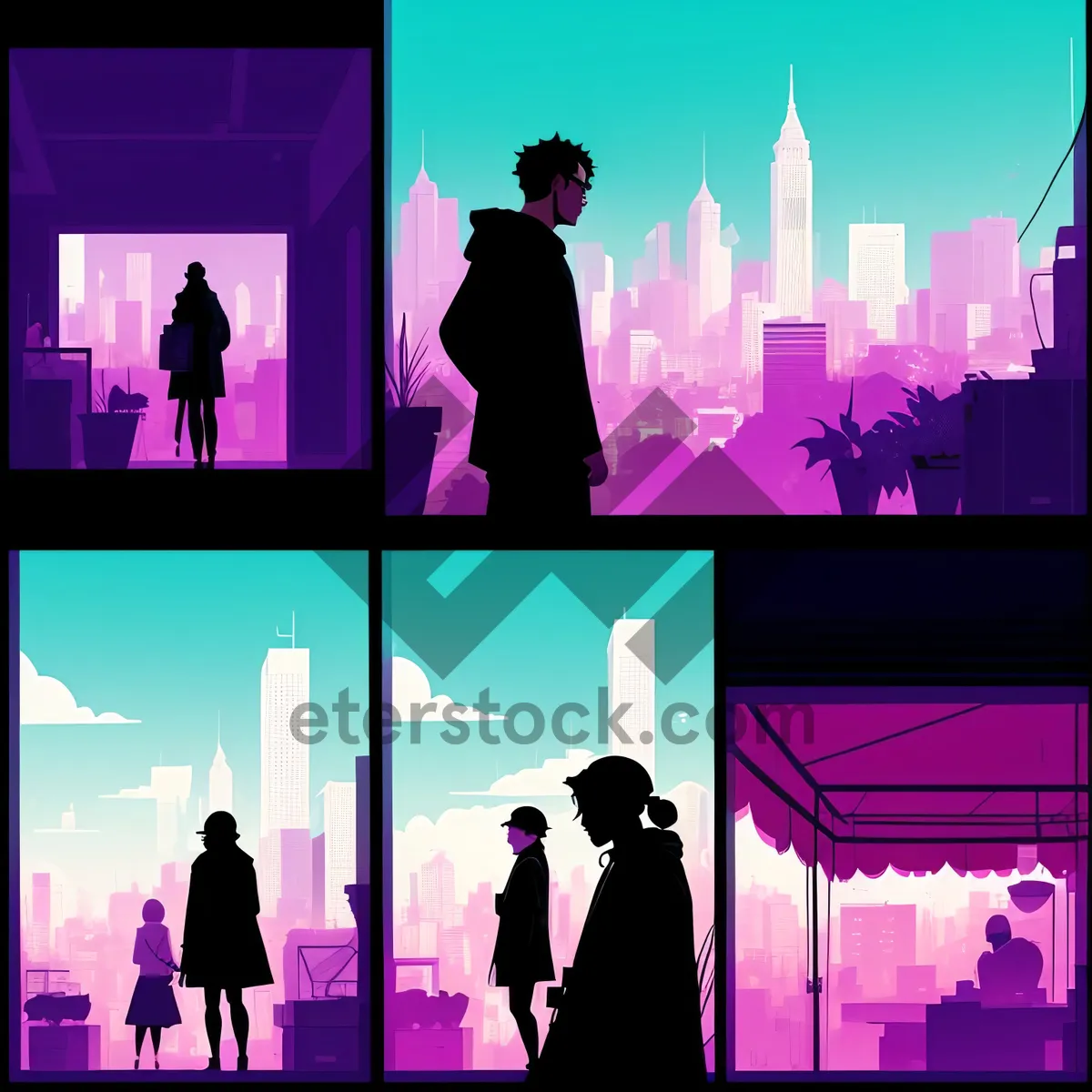 Picture of Nighttime stadium competition with glowing silhouette athlete and cheering crowd.