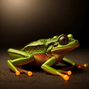 Vibrant-eyed Tree Frog Perched on a Leaf