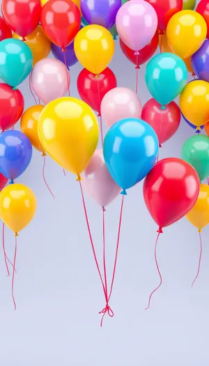 Colorful party balloons floating in the air