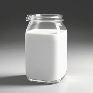 Healthy Glass Jar of Transparent Milk Beverage