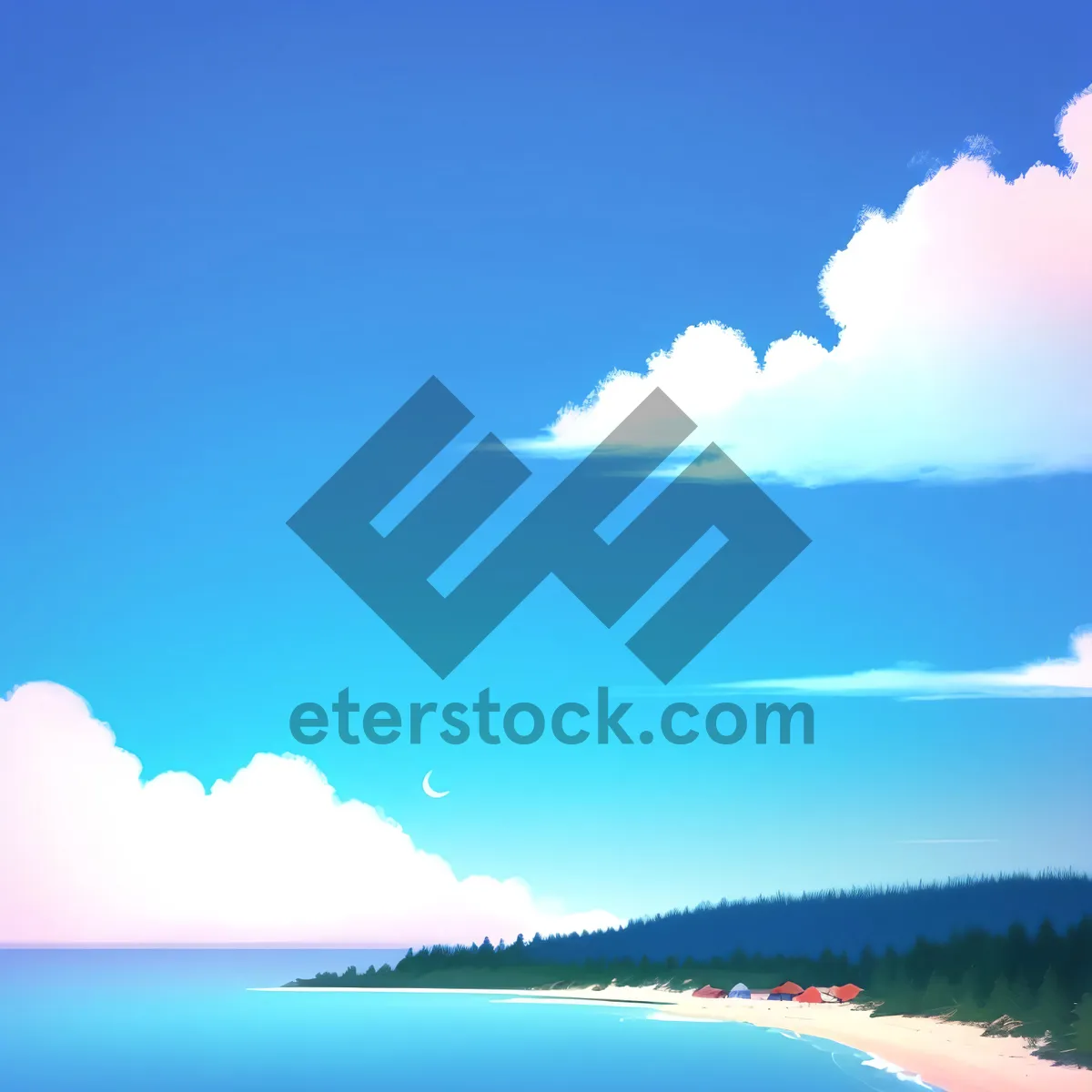 Picture of Sunny Sky with Fluffy Clouds and Sunshine
