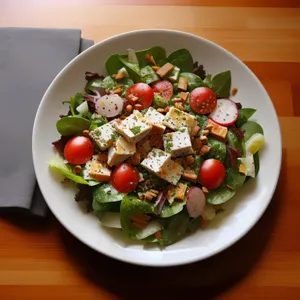 Healthy Grilled Chicken Salad with Cherry Tomatoes and Cheese