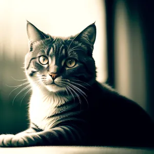 Furry Feline Cutie with Striped Gray Fur