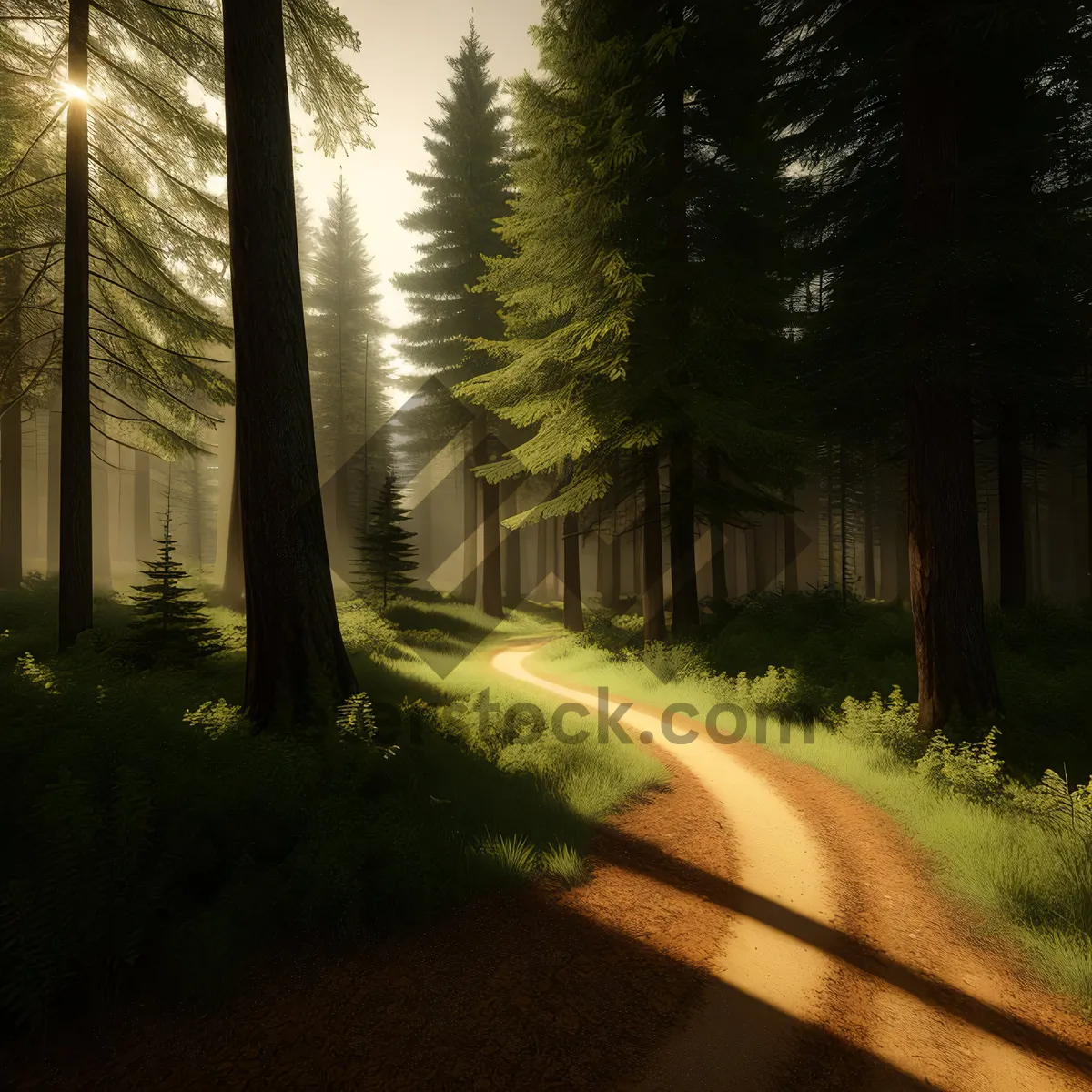 Picture of Scenic Path Through Sunlit Forest