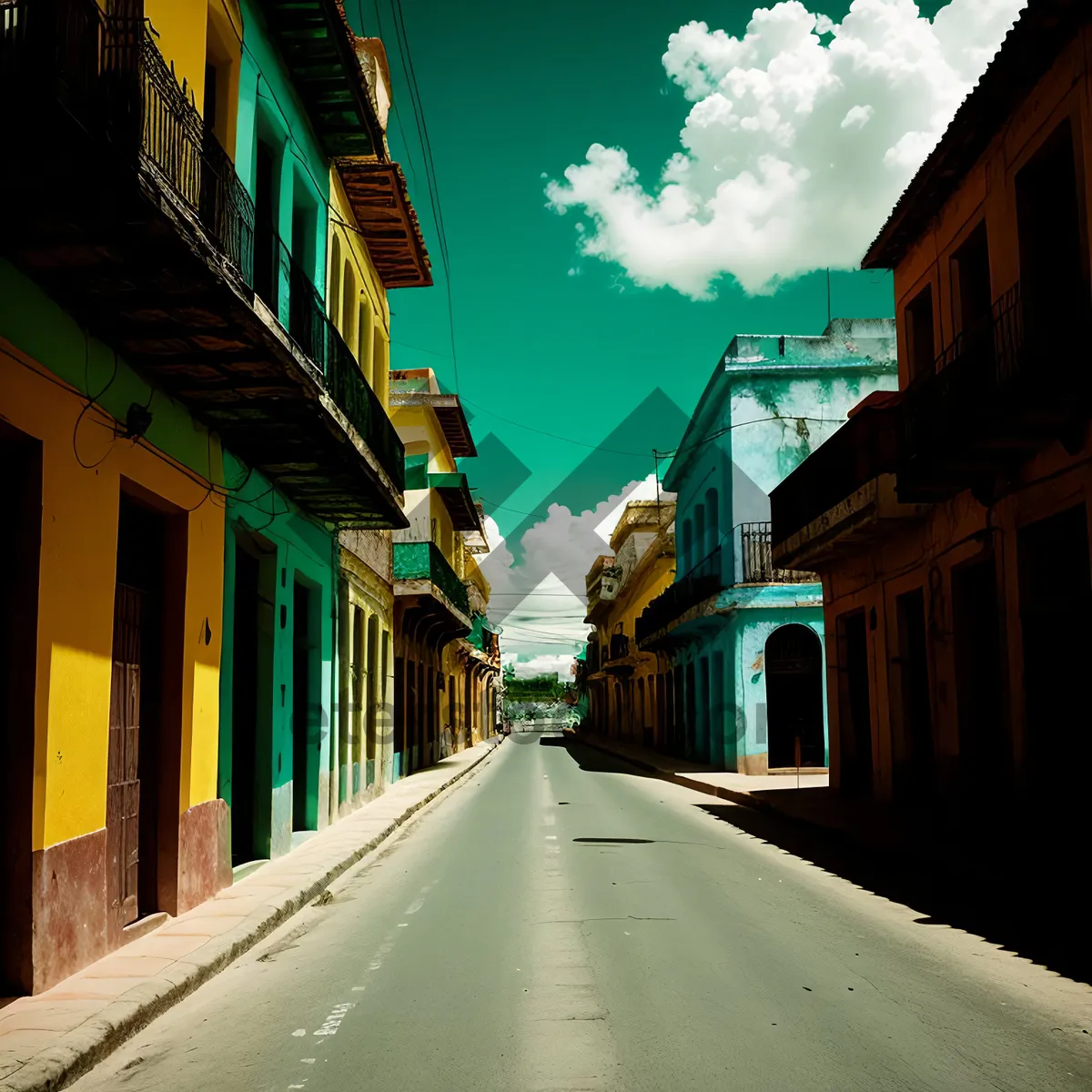 Picture of Urban Cityscape: Historic Street and Skyline