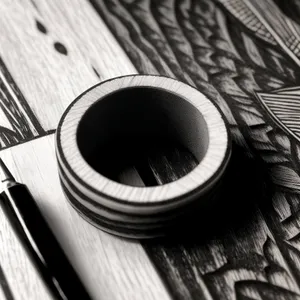 Wooden Acoustic Guitar with Coffee Cup and Pick