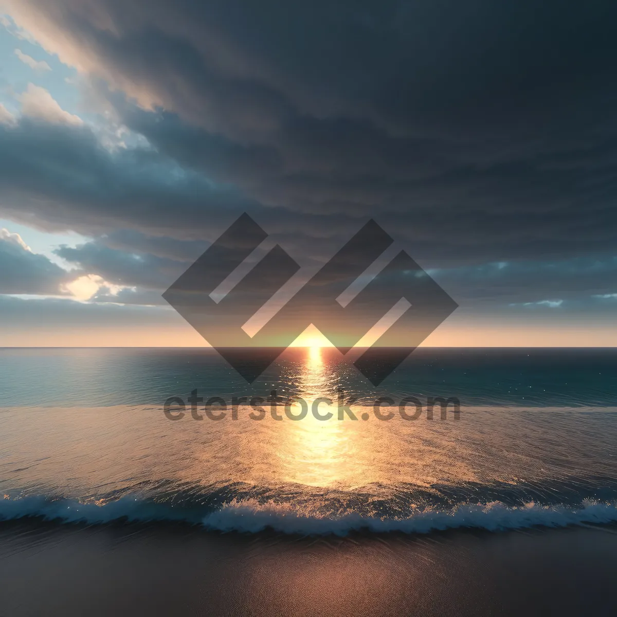 Picture of Serenity by the Shoreline: Tranquil Ocean Sunset