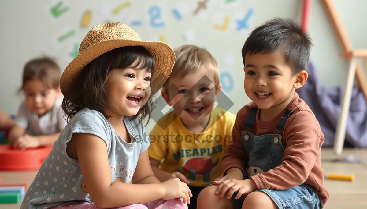 Picture of Happy family with children laughing and playing outdoors