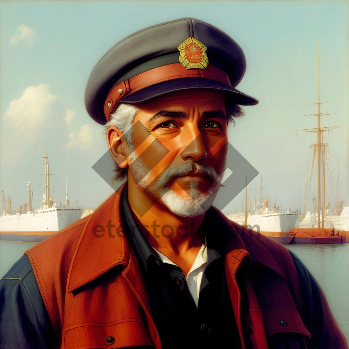 Picture of Professional Construction Worker with Mustache and Hardhat