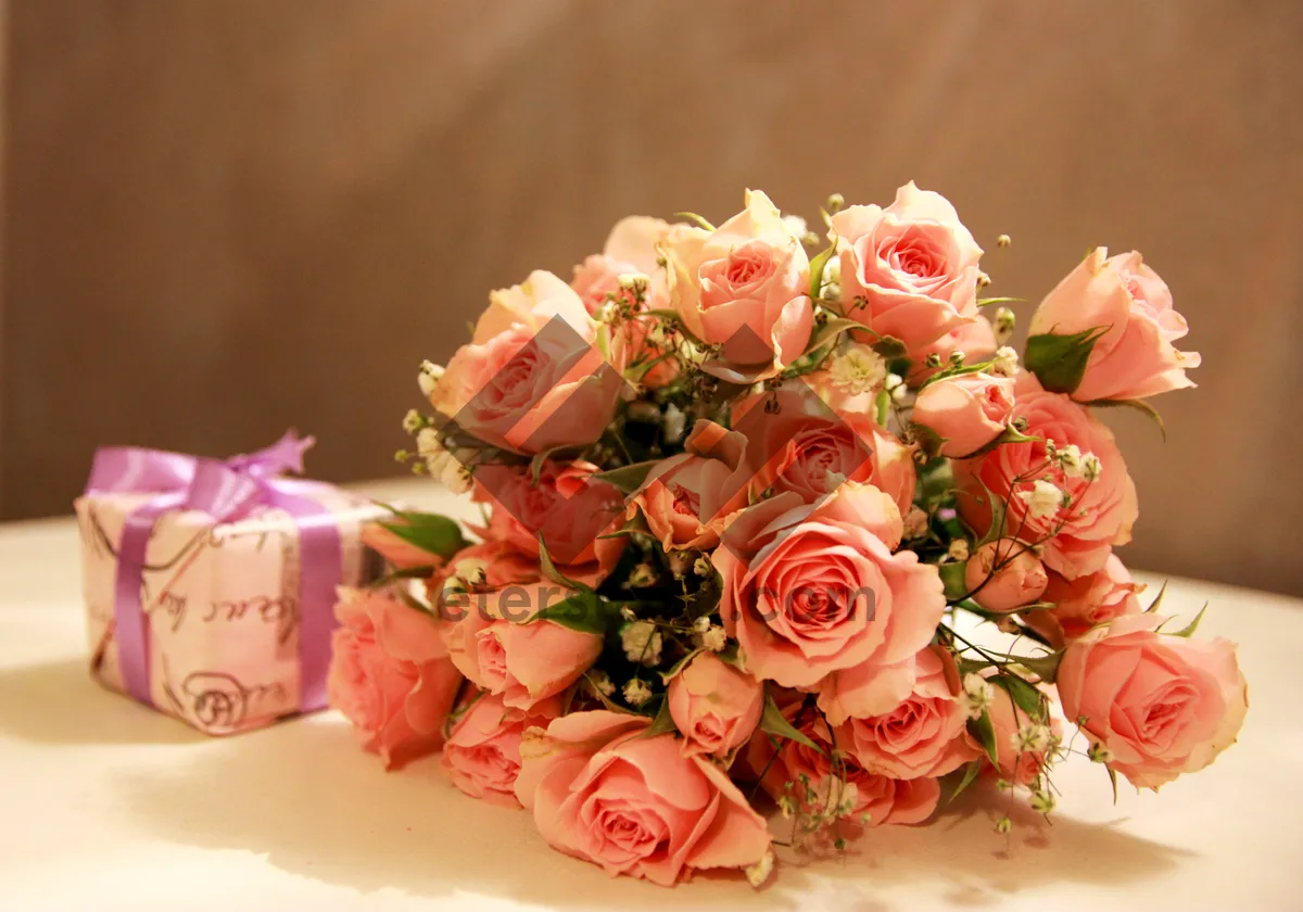 Picture of Romantic Pink Rose Bouquet for Wedding Celebration