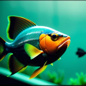 Colorful Goldfish Swimming in Aquarium