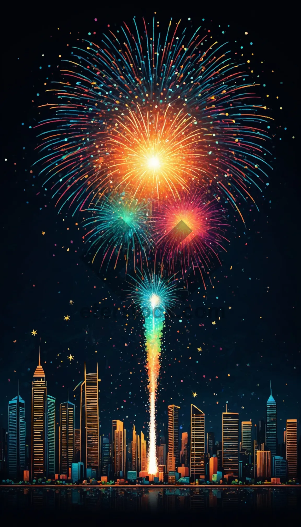 Picture of Dark Sky Firework Celebration Graphic