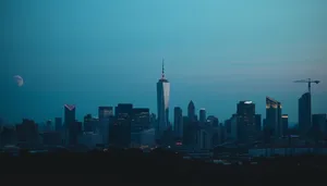 Modern Office Tower in City Center at Sunset