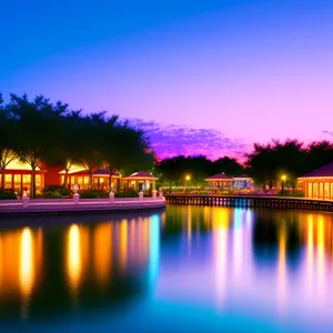 Nighttime Reflections: A Stunning Urban Waterfront at Dusk