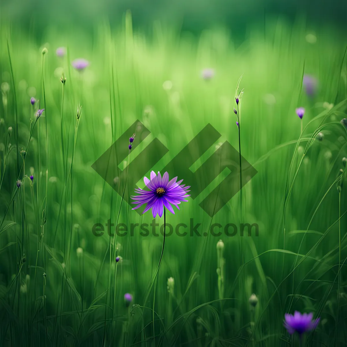 Picture of Summer Meadow with Pink Flowers and Sunshine