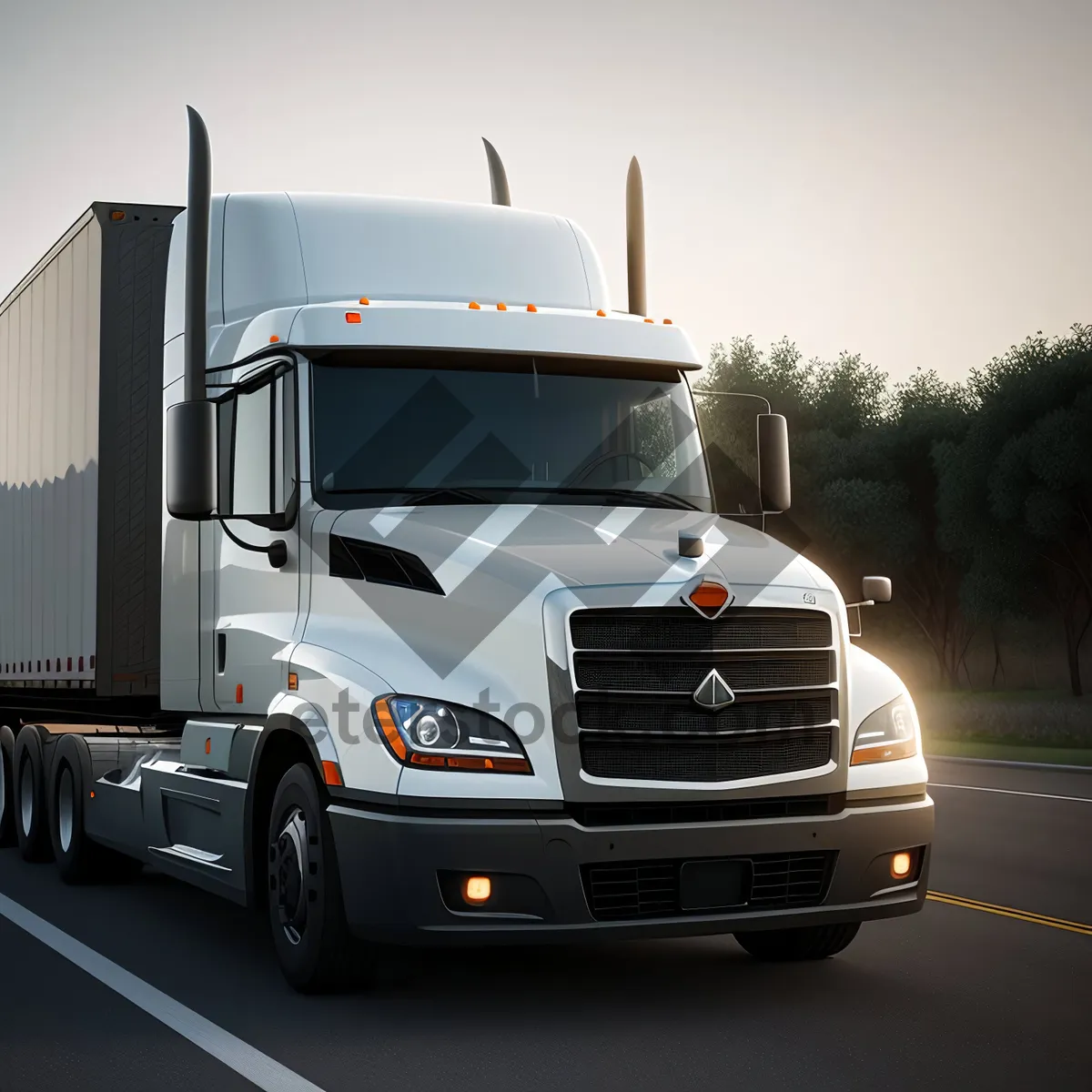 Picture of Freight truck speeding on highway, transporting cargo