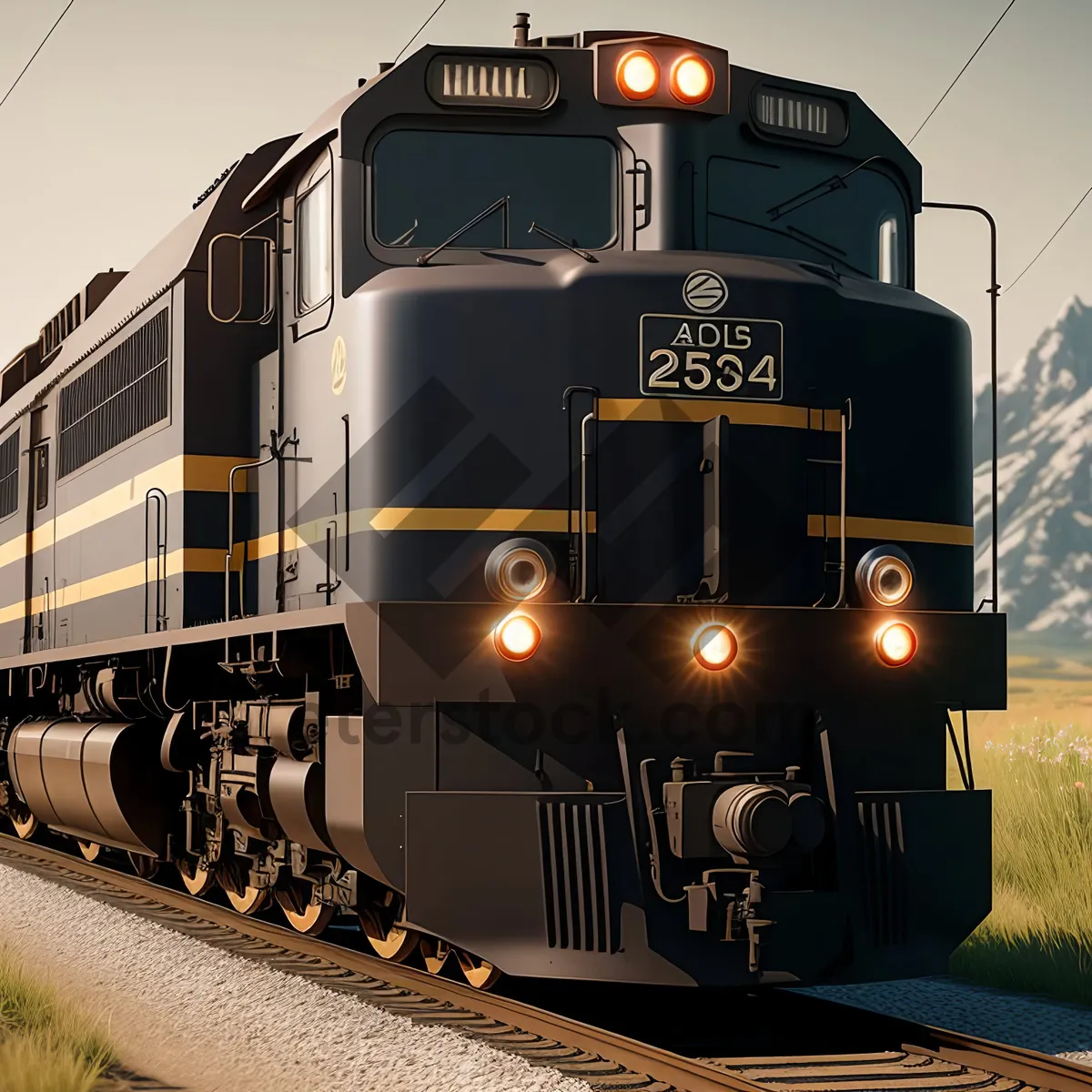 Picture of Vintage Electric Locomotive on Railway Track