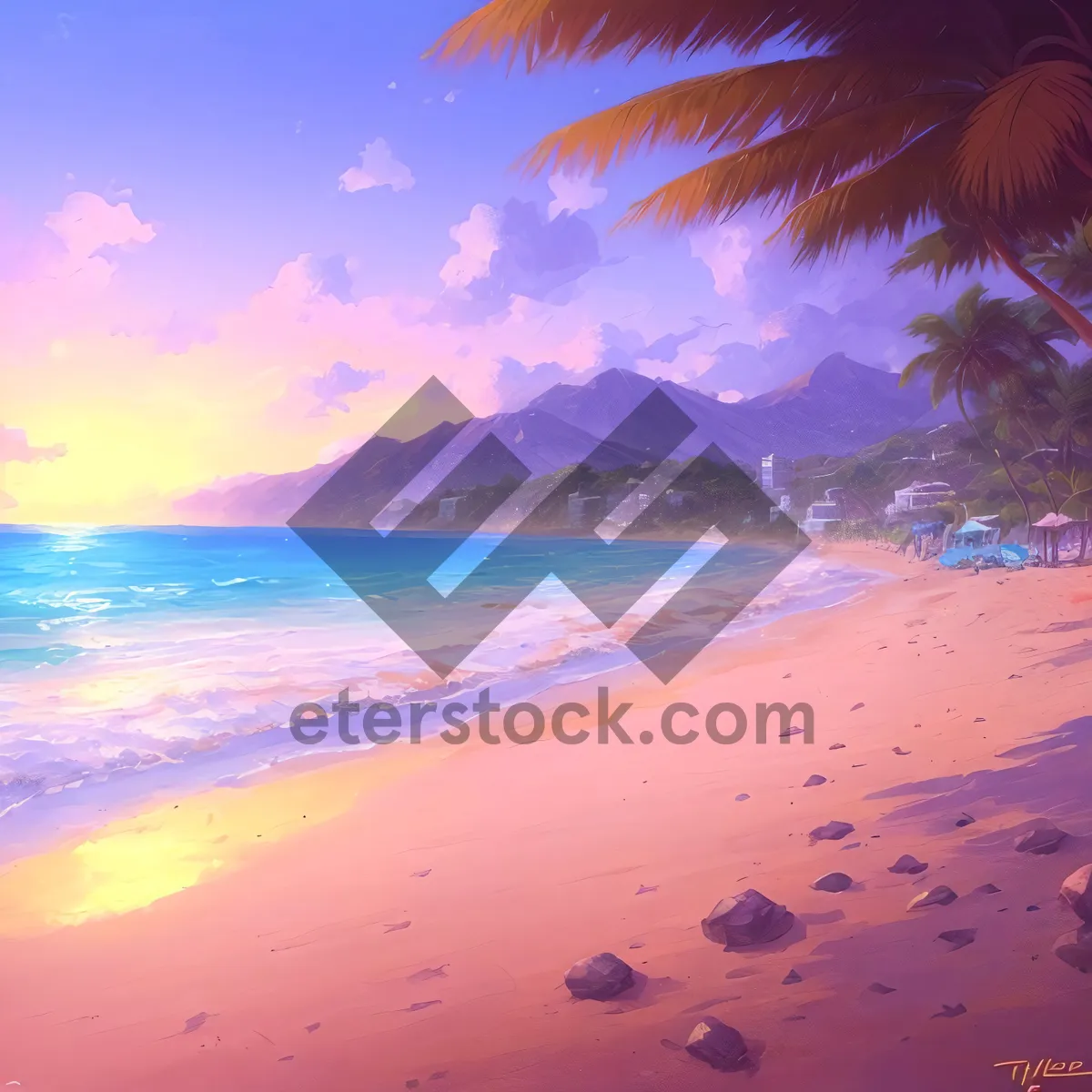 Picture of Serenity at Dusk: Tranquil Beach Sunset
