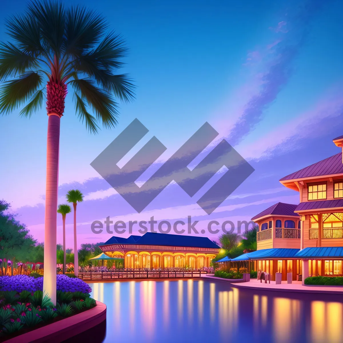 Picture of Cityscape Reflection: Iconic Resort Hotel Along the Waterfront