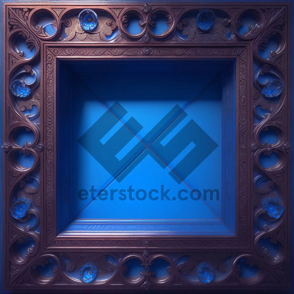 Picture of Vintage Ornate Wooden Frame with Golden Grunge Texture