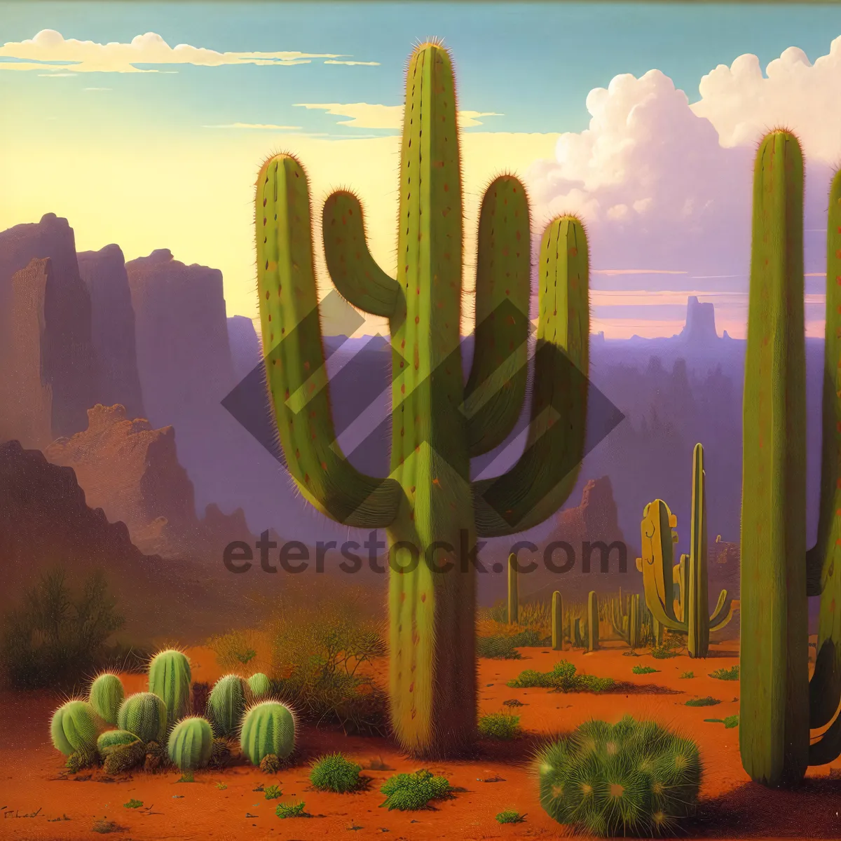 Picture of Saguaro Sunset: Majestic Cactus in Desert Landscape