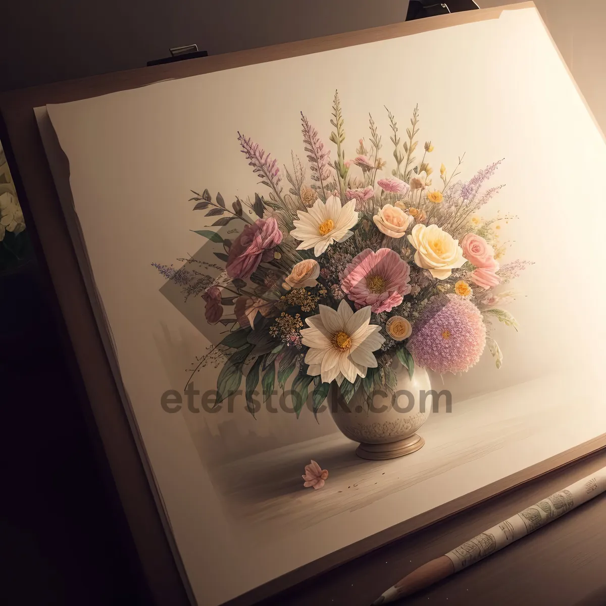 Picture of Floral Binder Tray: Stylish Container with Decorative Flowers