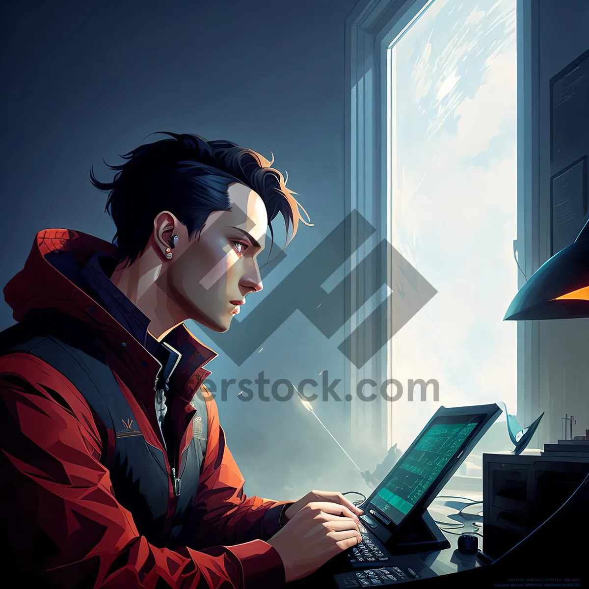 Picture of Successful Businesswoman Working with Laptop in Modern Office