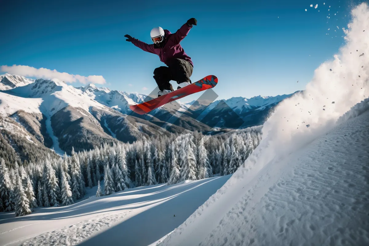 Picture of Snowy mountain ski slope in winter landscape.