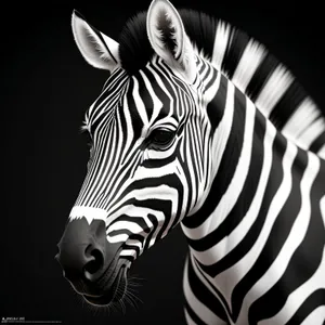 Striped Zebra in African Wildlife Reserve