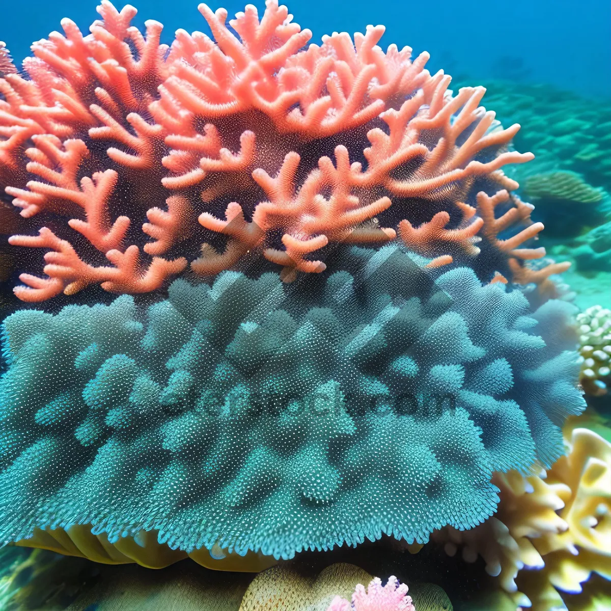 Picture of Vibrant Marine Life in Deep Tropical Coral Reef