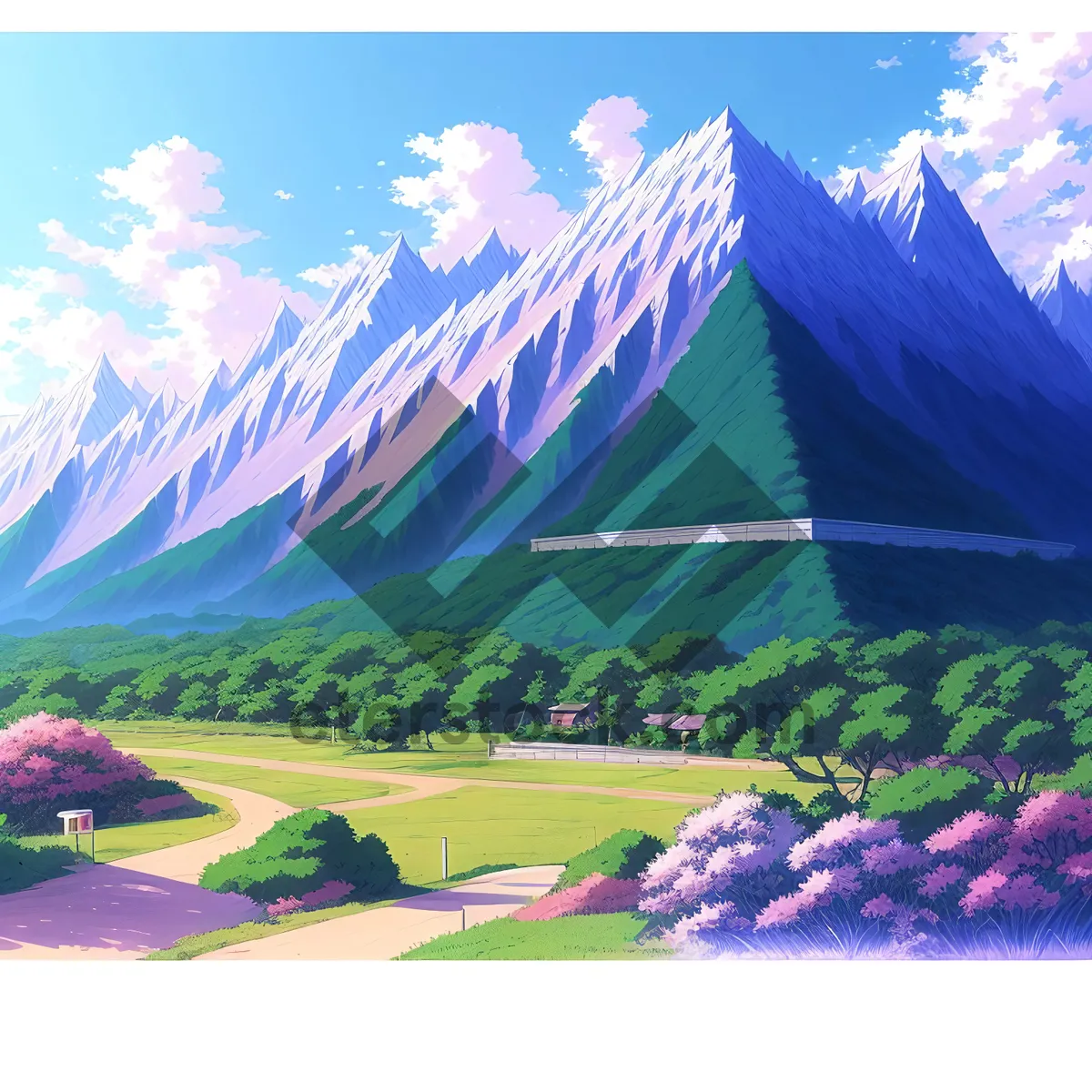 Picture of Vivid Summer Sky over Rural Meadow
