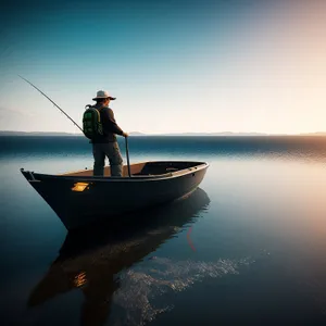 Calm Seas at Sunset: Serene Beachside Fishing