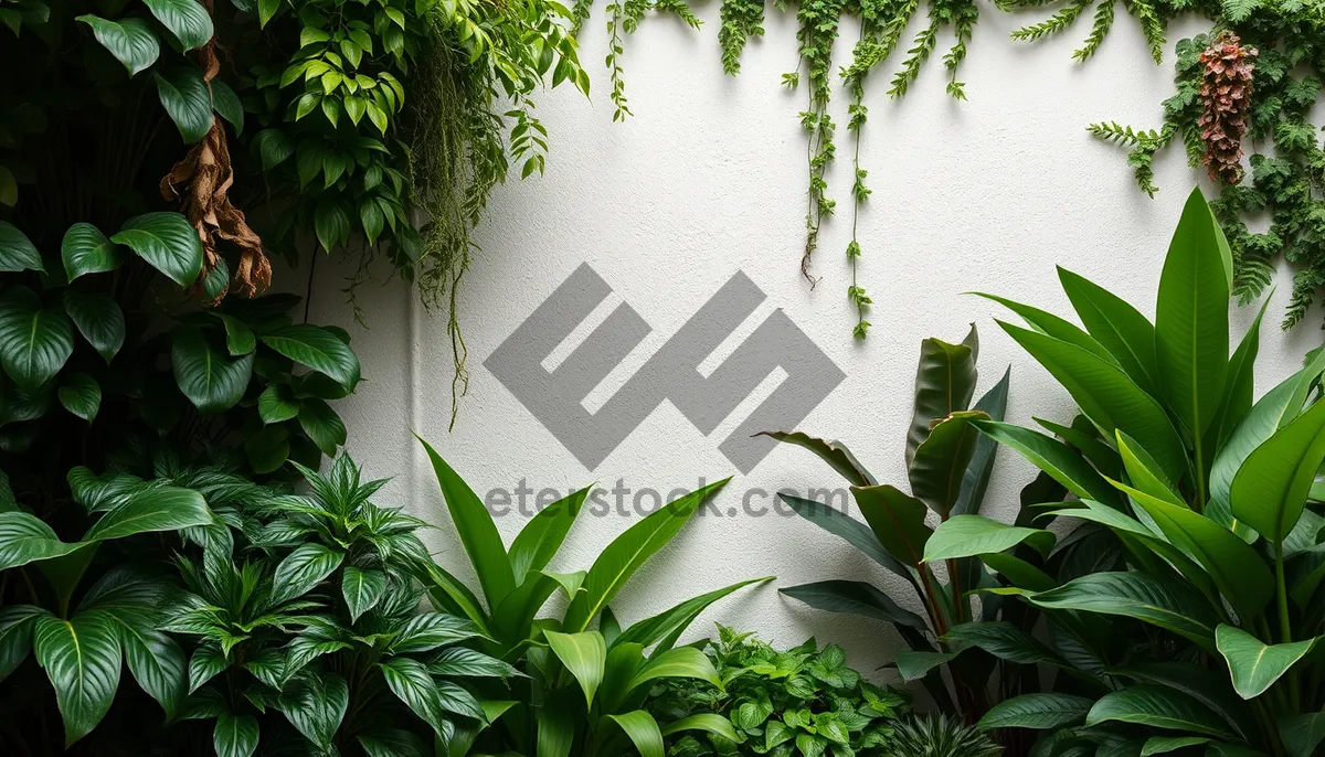 Picture of lush tropical pot plant in forest garden