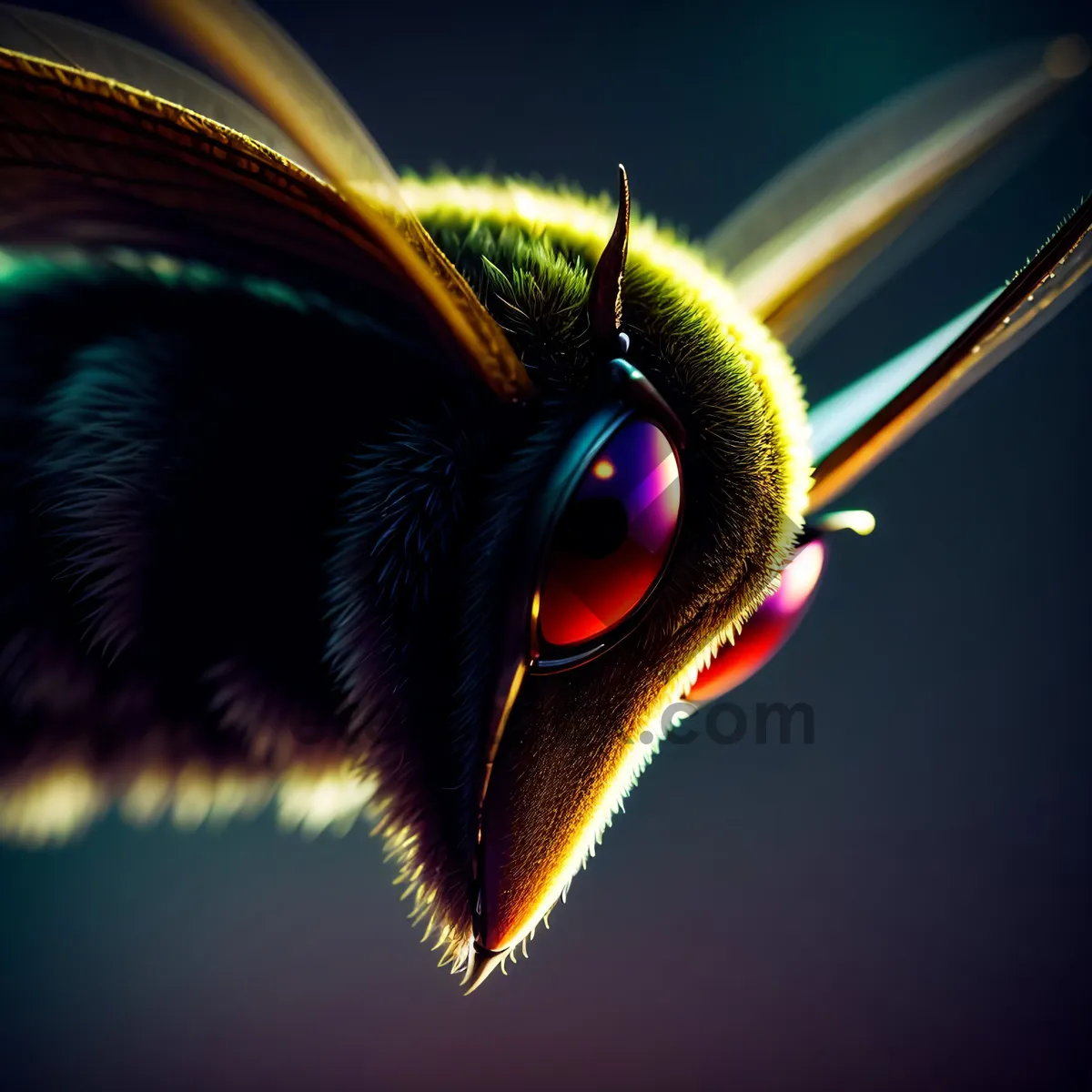 Picture of Colorful Butterfly Fluttering Near Yellow Flower