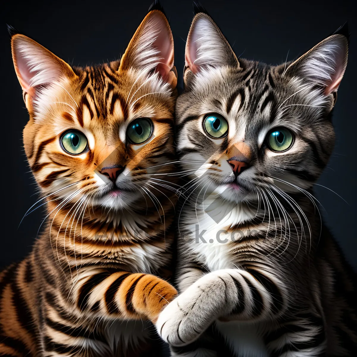 Picture of Fluffy Tabby Kitten Curiously Sitting with Playful Eyes