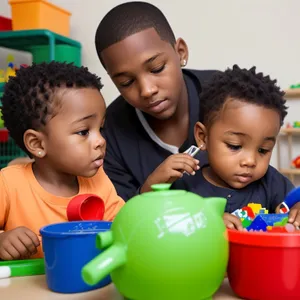 Joyful Family of Smiling Schoolboy and Mother