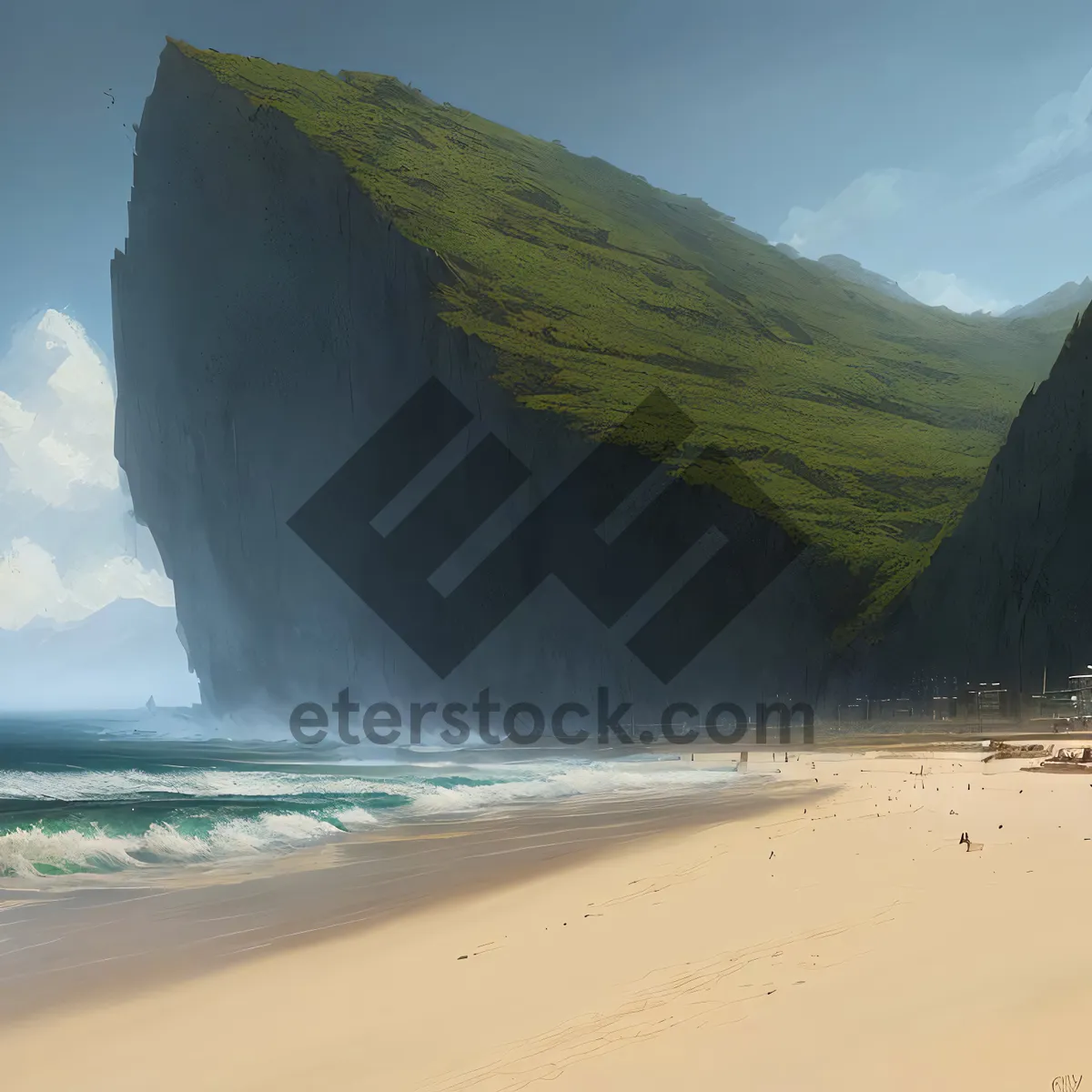 Picture of Tropical Paradise: Cliffside Beach and Ocean Waves
