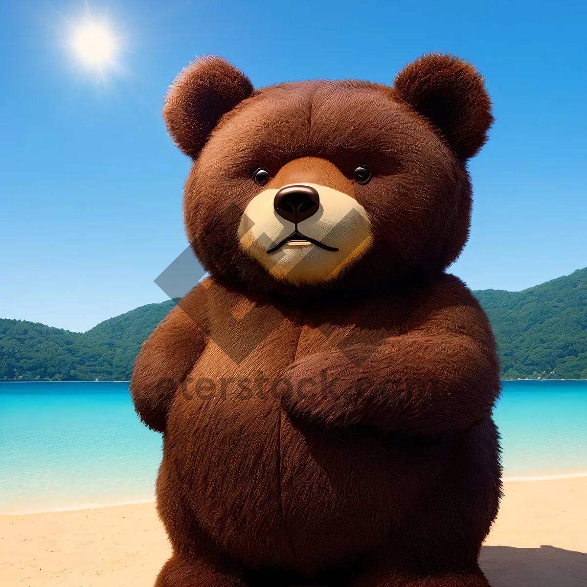 Picture of Fluffy Brown Teddy Bear - Cute Gift for Valentine's Day