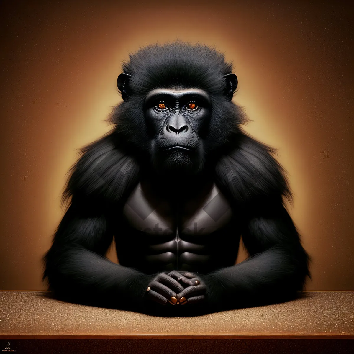Picture of Wild Black Gibbon Primate Portrait