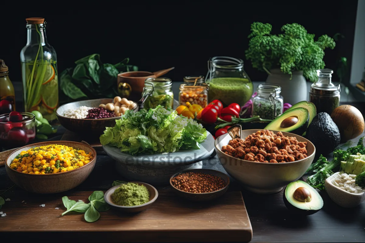 Picture of Healthy Vegetable Salad Bowl with Fresh Ingredients