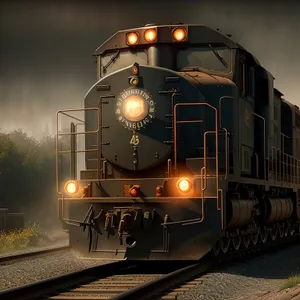 Vintage Electric Locomotive on Railway Tracks