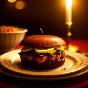 Flame-lit Celebration with Decorative Candle on Plate