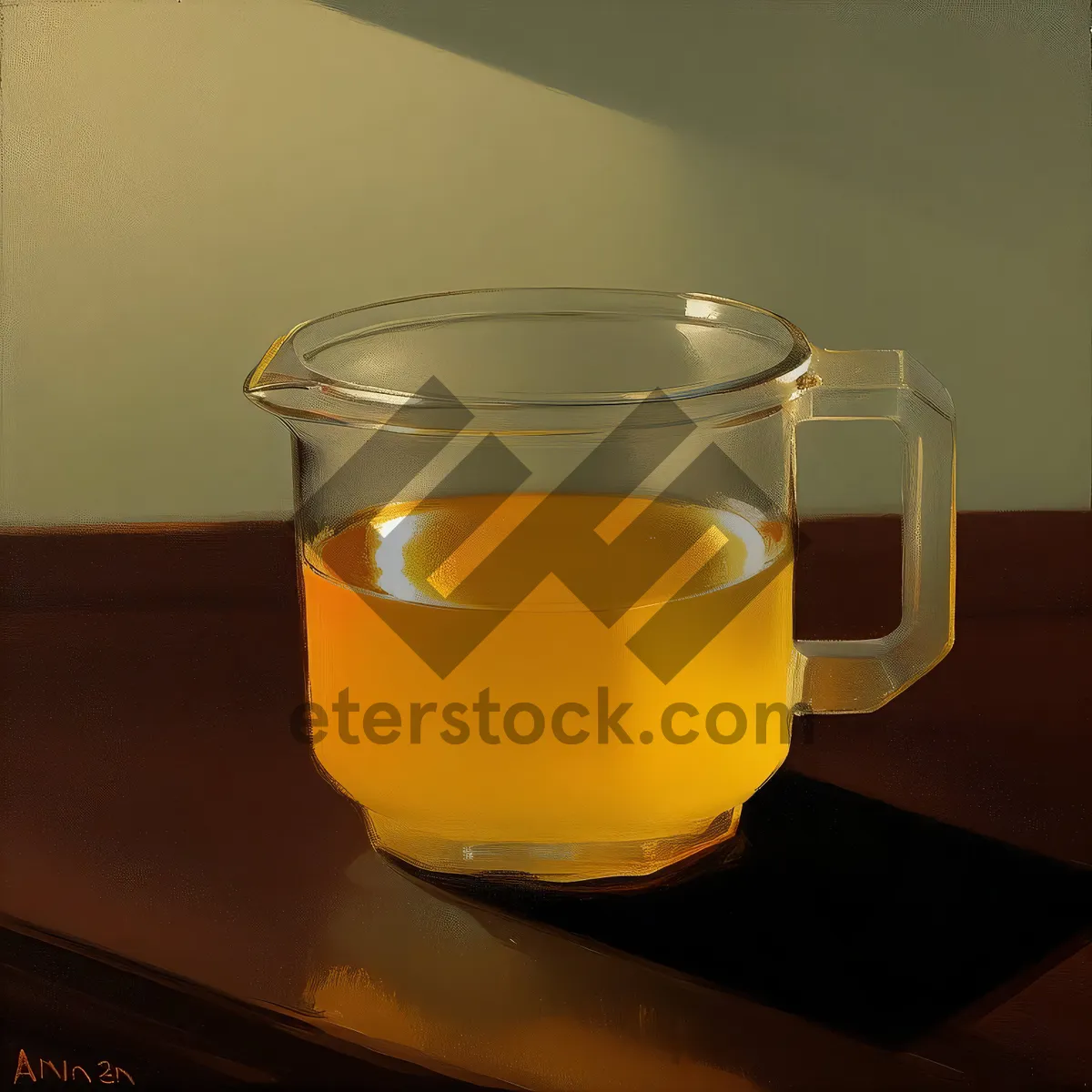 Picture of Yellow Tea Cup with Herbal Drink Refreshment.