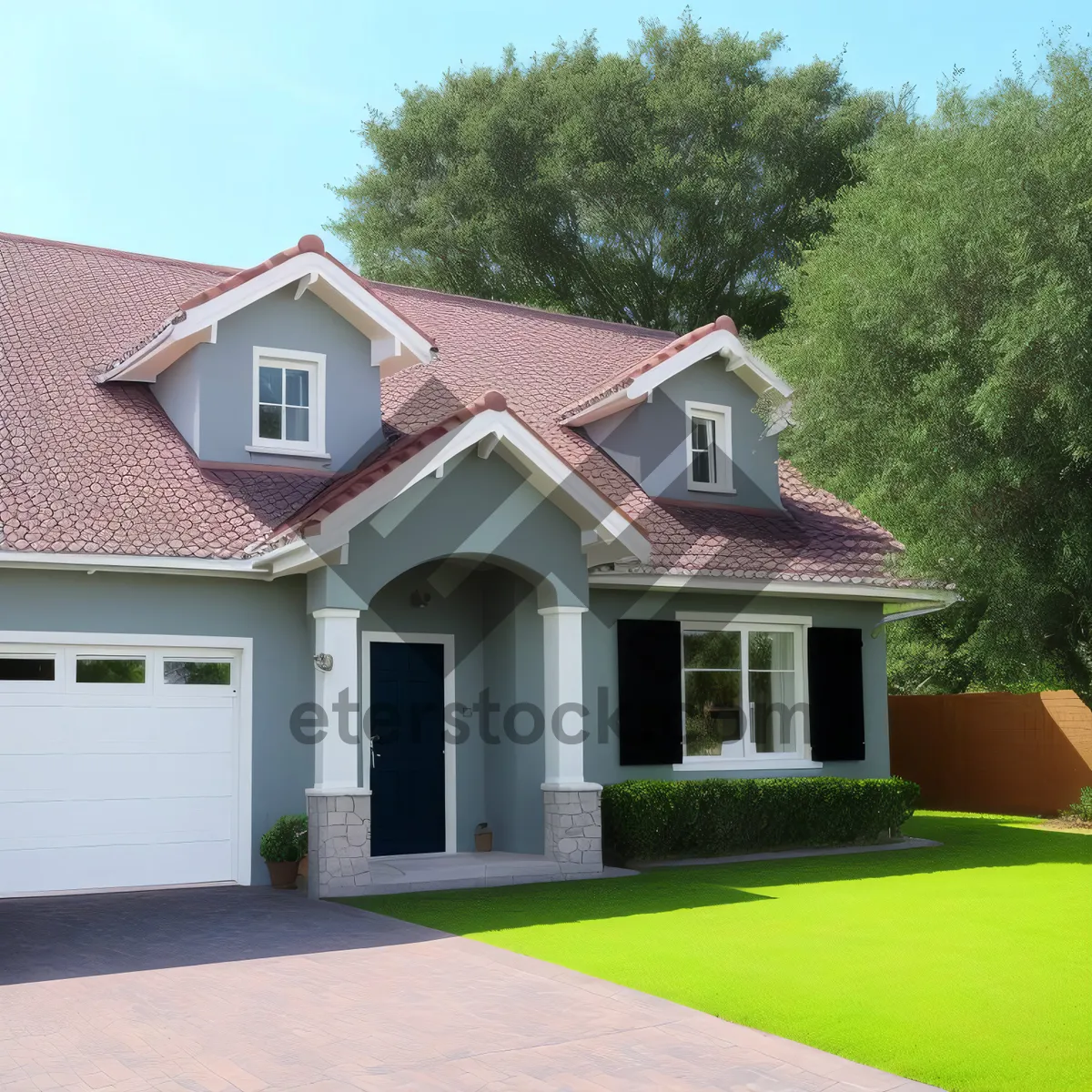 Picture of Modern residential home with brick siding and tile roof