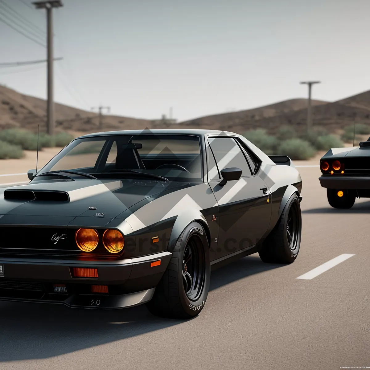 Picture of Black Luxury Convertible Car on Road