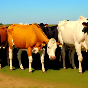 Bovine grazing in rural pasture